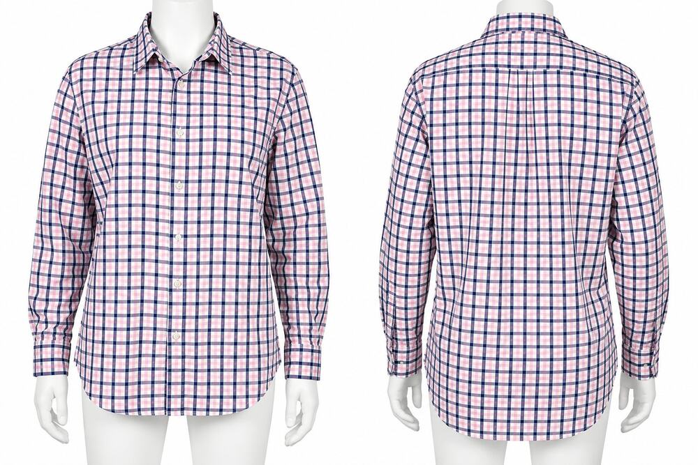 Jeremy Argyle NY Mens XL Pink Blue Plaid Button Front Dress Shirt Long Sleeve